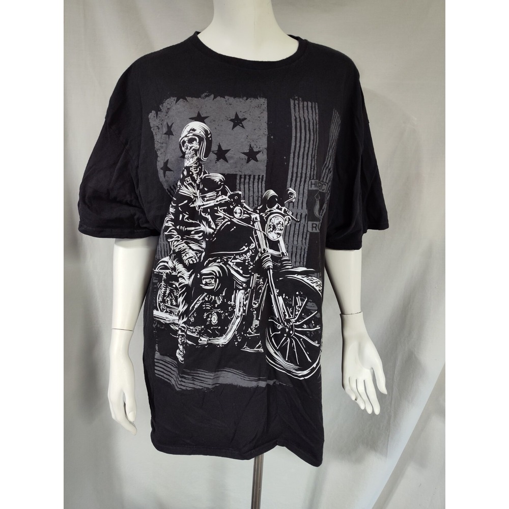 Men's 2XL US Route 66 motorcycle ghost rider T-shirt black short sleeve